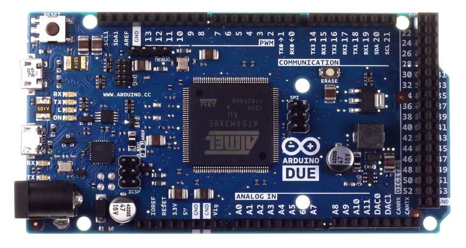 Arduino Due front/top view (ARM Cortex-M3 SAM3X8E based board)
